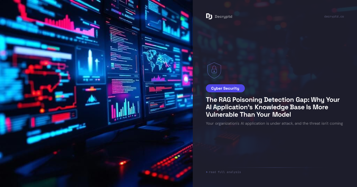Abstract tech illustration depicting RAG poisoning attacks detection vulnerabilities in AI knowledge bases and model security risks