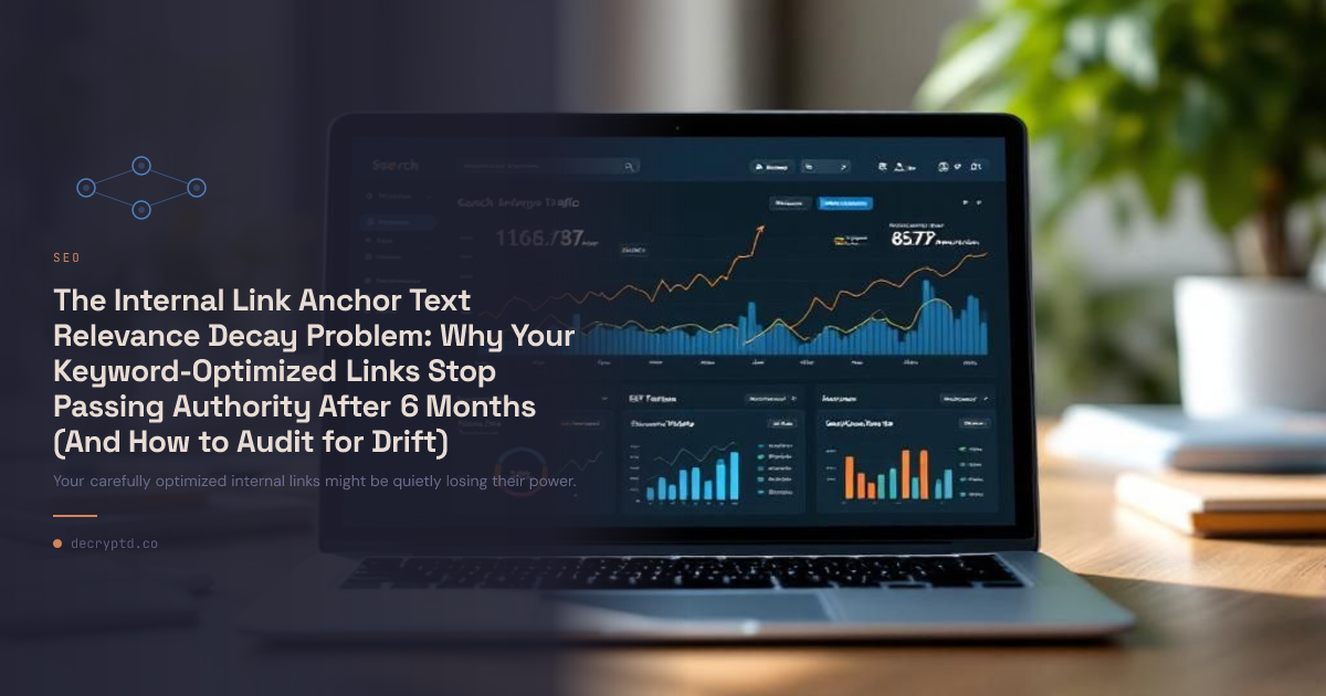 Abstract tech illustration showing internal link anchor text optimization concept with minimalist design elements and data visualization