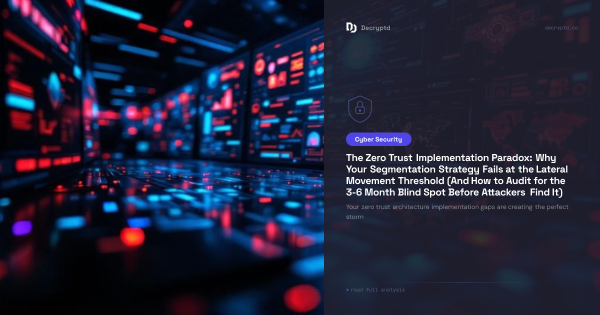 Abstract tech illustration depicting zero trust architecture implementation gaps and network segmentation challenges in cybersecurity