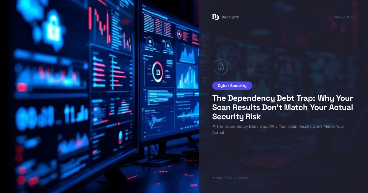 Abstract tech illustration showing dependency scanning prioritization concept with interconnected nodes and security layers in minimalist design
