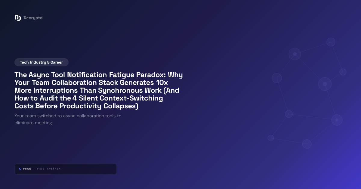 Abstract minimalist tech illustration showing async collaboration tools notification management reducing team interruptions and context switching costs