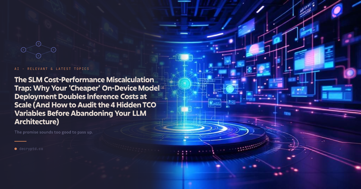 Small language models cost comparison production: abstract tech illustration showing hidden deployment expenses and TCO variables for on-device model inference