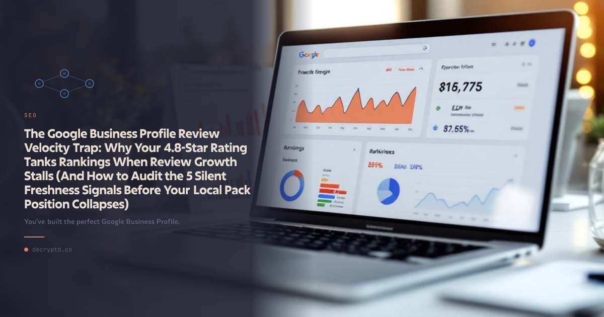 Google Business Profile reviews ranking factor abstract tech illustration showing review velocity metrics and local search performance data