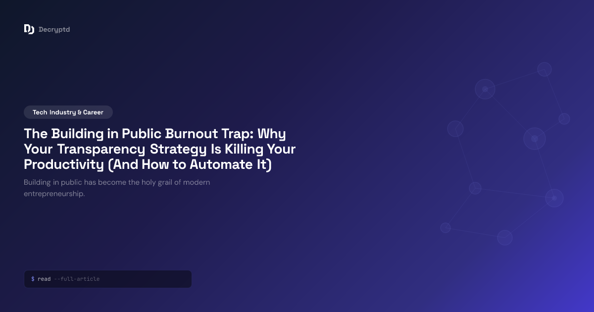 Abstract minimalist tech illustration showing building in public productivity concept with modern design elements and digital workflow visualization