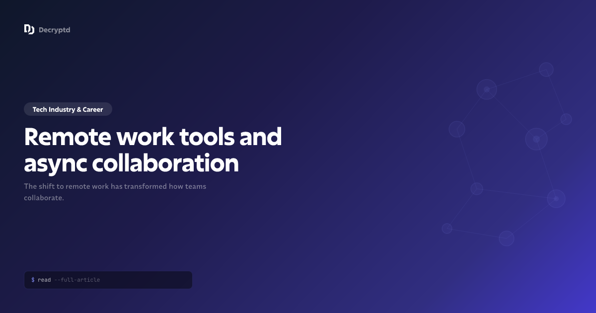 Abstract minimalist tech illustration representing remote work tools and asynchronous collaboration for distributed teams